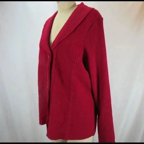 Herman Geist Plus Size Red Wool Jacket Cardigan 1X - Picture 6 of 6